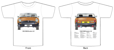 MGB Roadster LE (wire wheels) 1980 T-shirt Front & Back